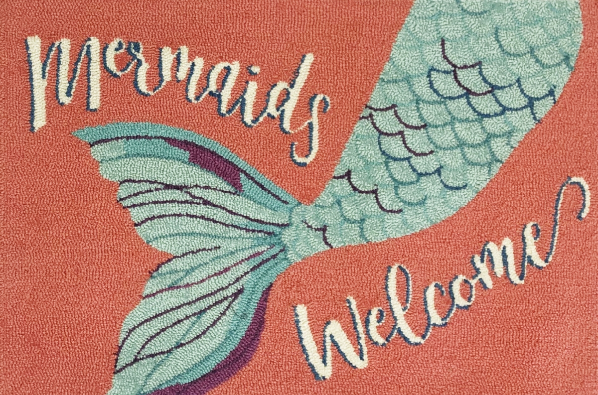 26495A 24 x 36 in. Mermaids Welcome Rug - Coral