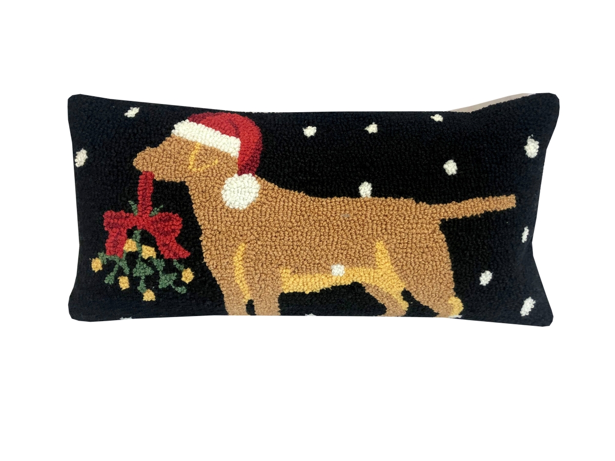 26460P Lab Santa Black Pillow Size 12X24