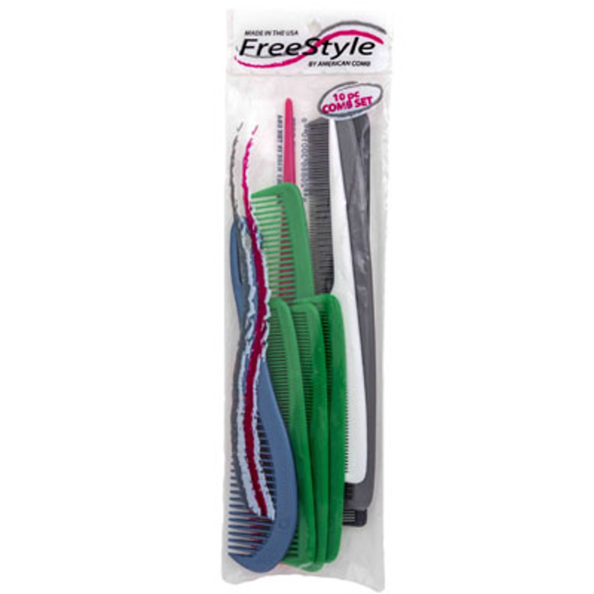 Picture of Regent Products 30010N Assorted Size & Color Plastic Comb Set in Polybag - Pack of 10