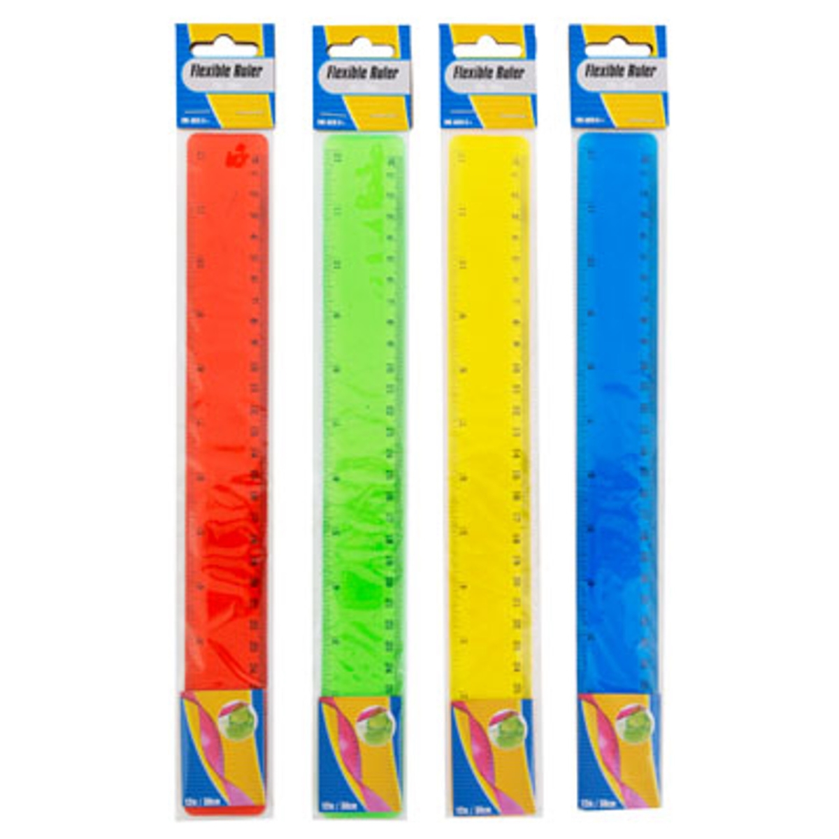 Picture of Regent Products G02771 PVC Polybag Ruler Flexible with Header Insert&#44; 4 Assorted Color