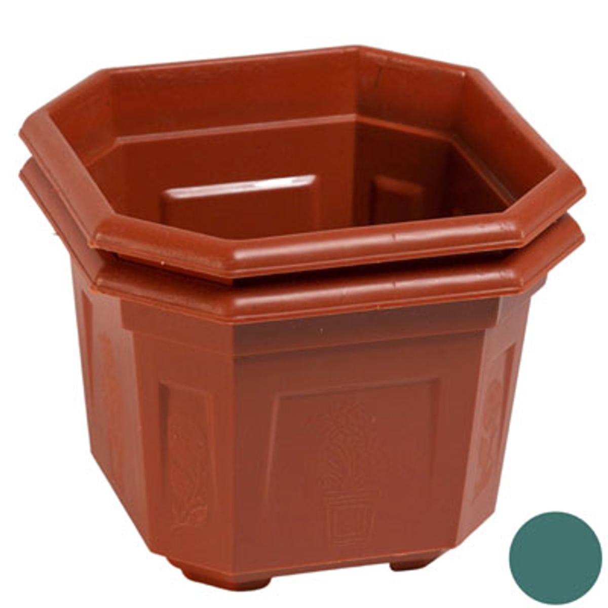 23041 Terra Green 4.5 Tall 6 Across Octagonal Wooden Planter - Pack of 2 -  Regent Products