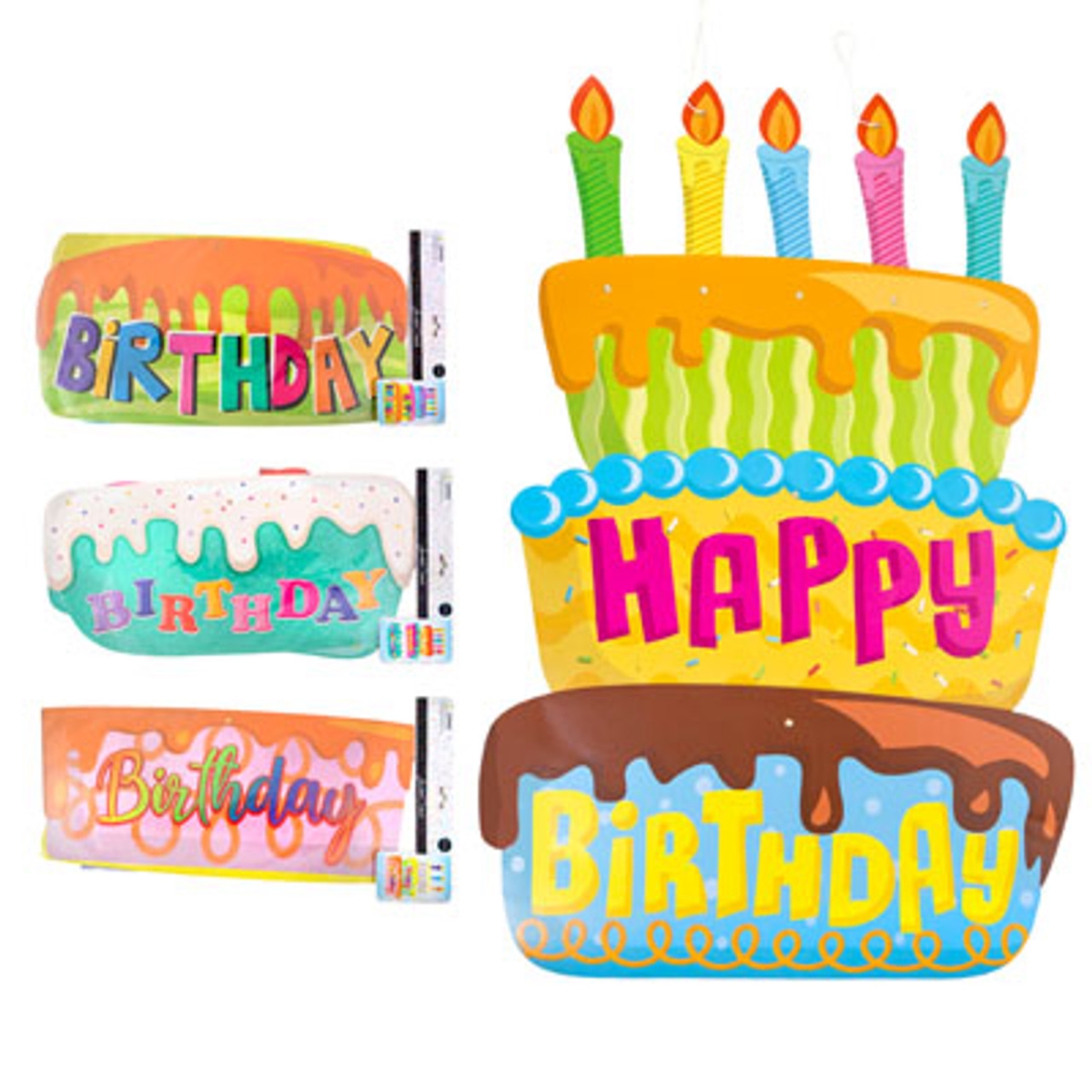 Picture of Regent Products G24114 20 x 29 in. Cutout Jointed Birthday Cake Paper with Style PBHW Drop&#44; 4 Assorted Color