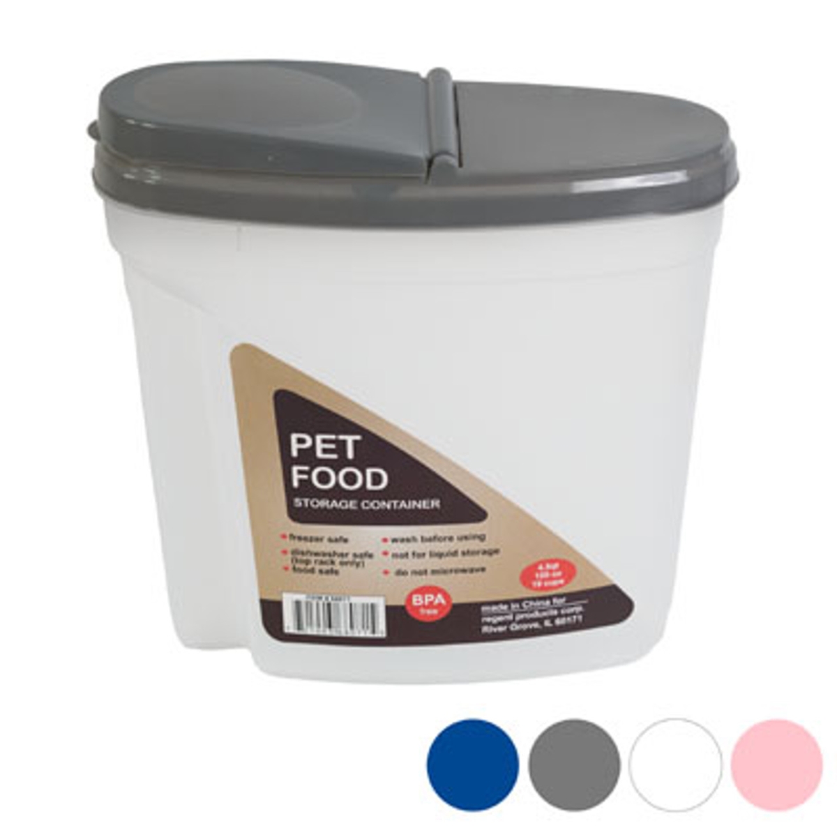 Picture of Regent Products 68071 150 oz 19 Cups & 4.5 qt. 4 Color Lid Pet Food Storage Container