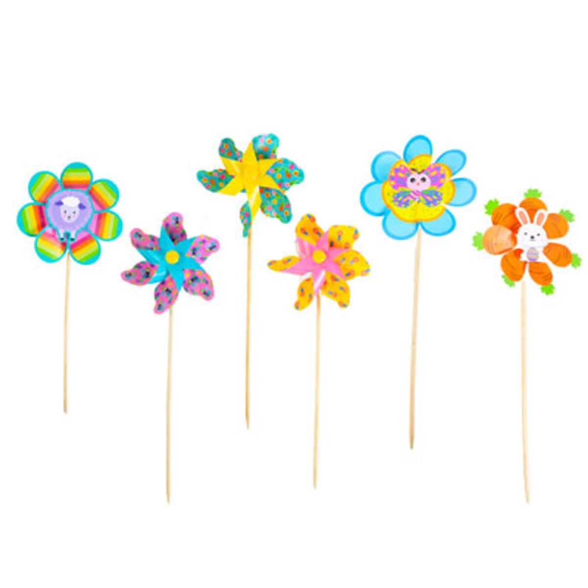 G90856 20 in. Pinwheel Easter with Spring L & G Hangtag Wooden Stakes, 6 Assorted Color -  Regent Products