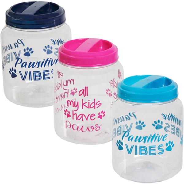 Picture of Regent Products 68070 Pet Treat & Food Plastic Jar with Lid&#44; 3 Color & Prints - Pack of 36