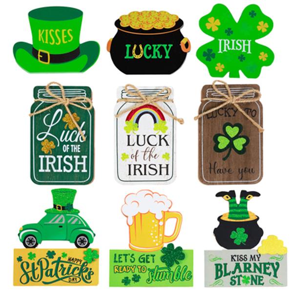 Picture of Regent Products G86164N St Patrick Day MDF Tabletop Decor&#44; 9 Assorted Style - Pack of 36
