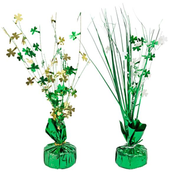 Picture of Regent Products G86185 St Patricks Tinsel Spray Centerpiece Balloon Holder with Shamrocks&#44; 2 Assorted Style - Pack of 24