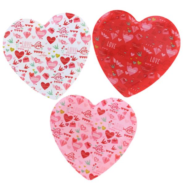 Picture of Regent Products G87326 10.2 x 9.8 in. Heart Shape Plastic Plate&#44; 3 Assorted Prints - Pack of 24