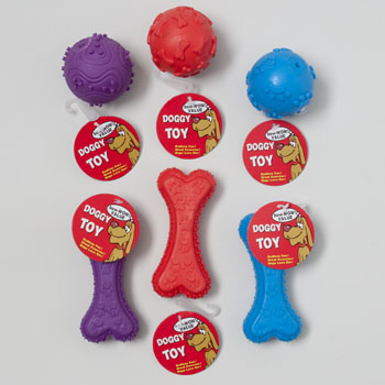 Picture of Regent Products 66974P Dog Toy Rubber Bone & Ball with Squeaker&#44; Assorted
