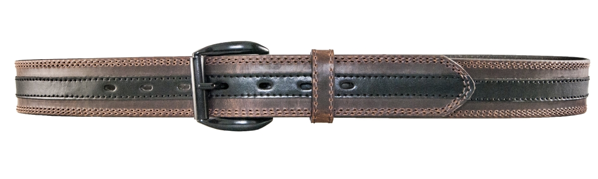 Picture of Carolina 1011C-40 Single-Ply Oil-Tanned Leather Belt with Overlay & Stitching&#44; Brown & Black - Size 40