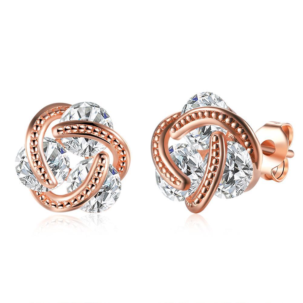Picture of Alily Jewelry KZCE093-B-GBOX Triple Stone Knot Stud Earring with Austrian Crystals in 18K Rose Gold Plated