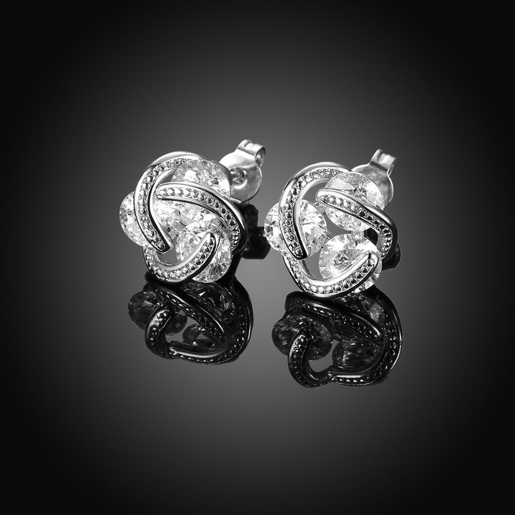 Picture of Alily Jewelry KZCE093-C-GBOX Triple Stone Knot Stud Earring with Austrian Crystals in 18K White Gold Plated