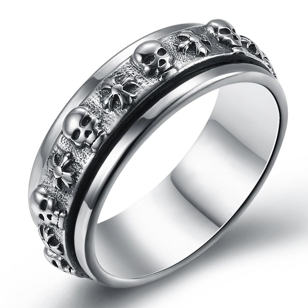 Picture of Alily Jewelry SB-R0005-7-GBOX Skull Sterling Silver Ring