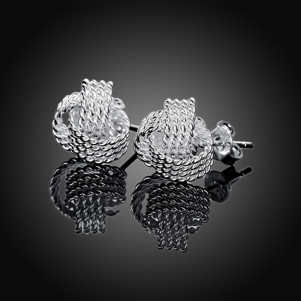 Picture of Alily Jewelry SPCE013-SILVER Mesh Twist Knot Stud Earring&#44; Silver