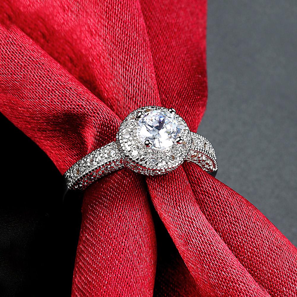 Picture of Alily Jewelry 18KRGPR813-C-8 18K White Gold Plating Stunning 3.50 CTTW Single Crystal Austrian Elements Pave Halo Ring