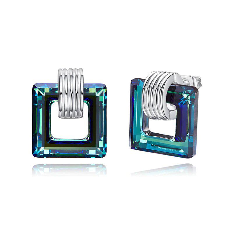 Picture of Alily Jewelry HAI-E124-AB Square Royal Boxes Stud in 18K White Gold Plated&#44; AB
