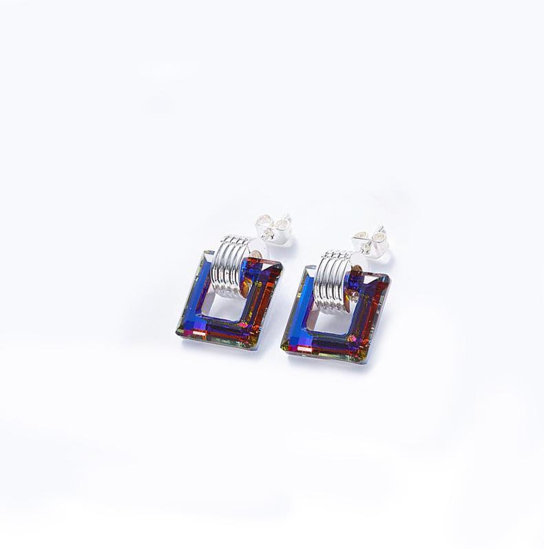 Picture of Alily Jewelry HAI-E124-BLUE Square Royal Boxes Stud in 18K White Gold Plated&#44; Blue