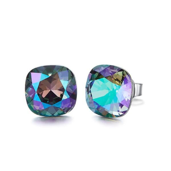 Picture of Alily Jewelry HAI-E125 The Northern Lights Aurora B Changing Colors Stud in 18K White Gold Plated