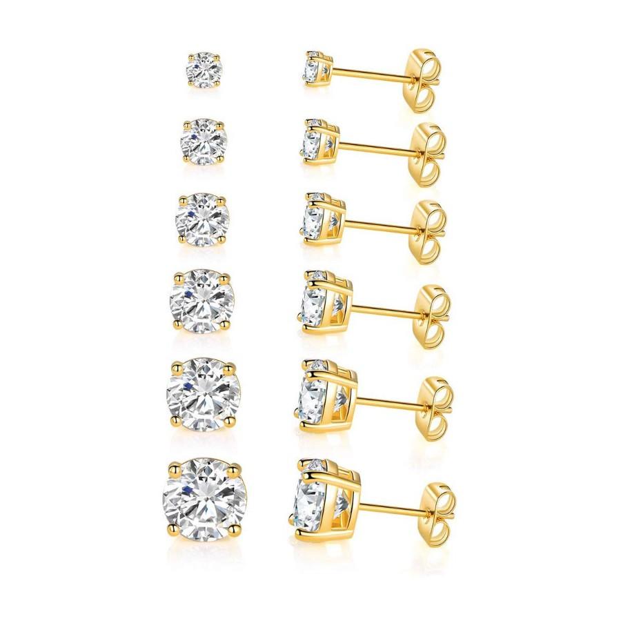 Picture of Alily Jewelry HAI-E136-GOLD 4 Prong Stud Earring - Pack of 5&#44; Gold
