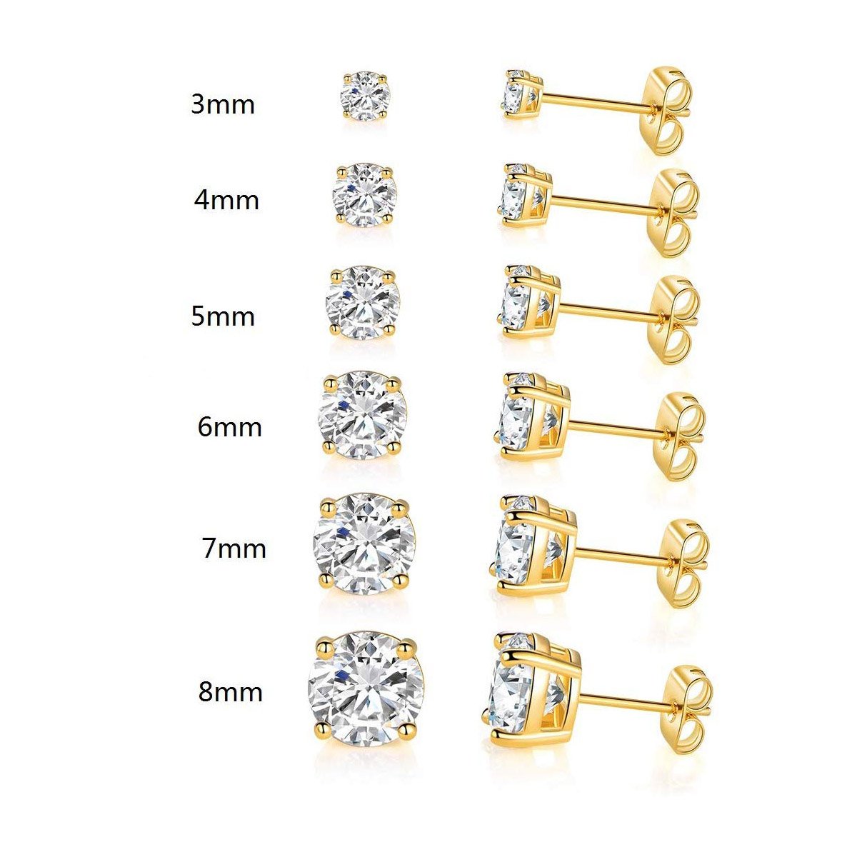 Picture of Alily Jewelry HAI-E136-ROSE 4 Prong Stud Earring - Pack of 5&#44; Rose