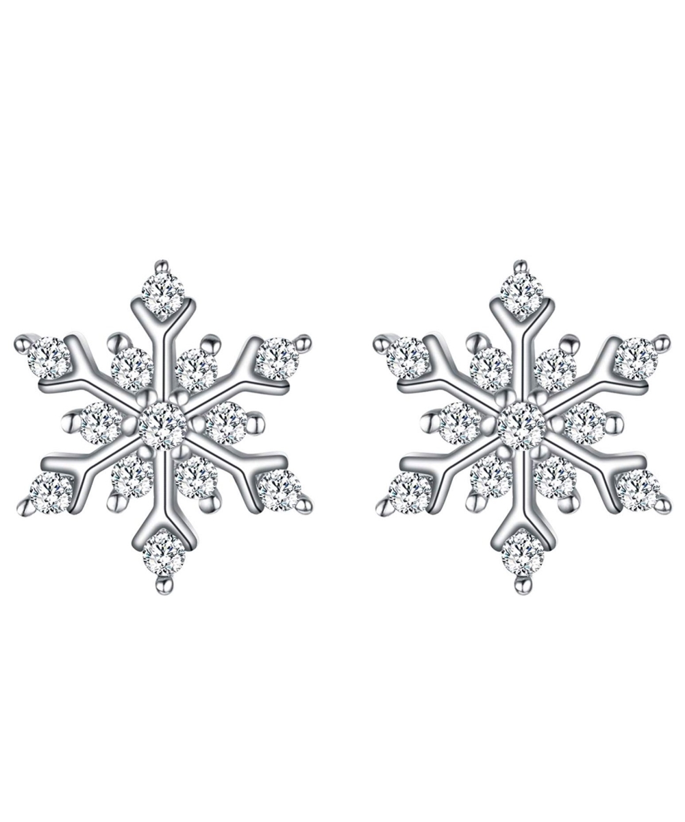 Picture of Alily Jewelry HAI-E167 Snowflake for Winter Pave Stud Earrings