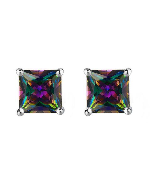 Picture of Alily Jewelry HAI-E173-MYSTIC 6 mm Princess Stud Earring with Austrian Crystals in 18K White Gold Plated&#44; Mystic
