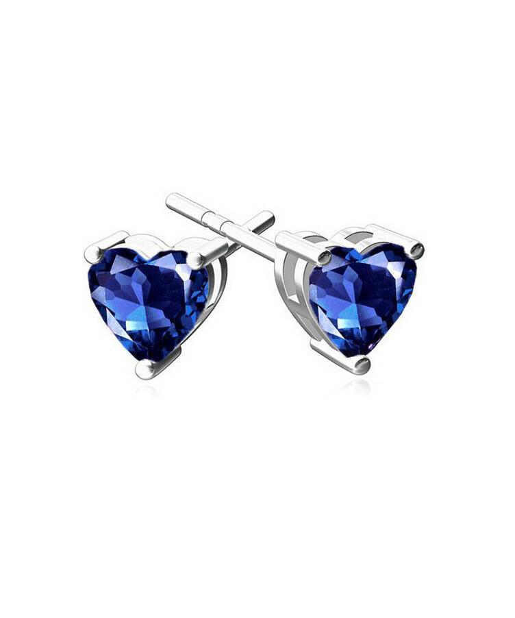 Picture of Alily Jewelry HAI-E177-BLUE 6 mm Heart Stud Earring with Austrian Crystals in 18K White Gold Plated&#44; Blue