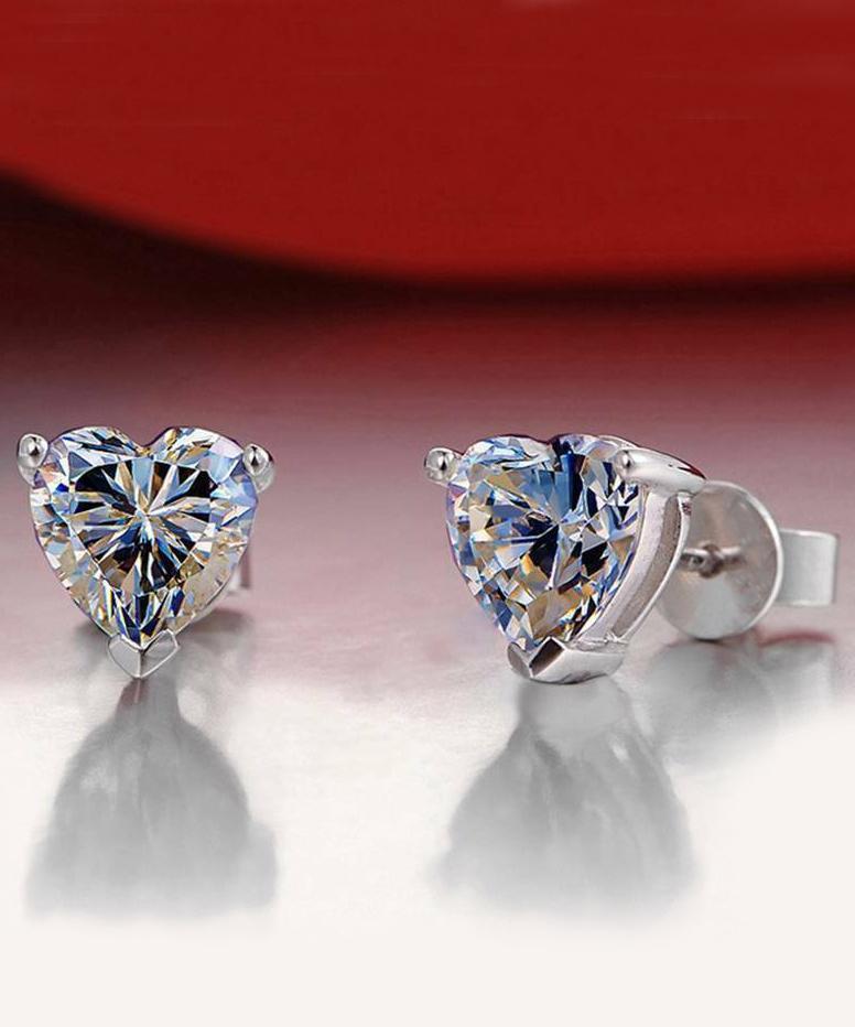 Picture of Alily Jewelry HAI-E177-CLEAR 6 mm Heart Stud Earring with Austrian Crystals in 18K White Gold Plated&#44; Clear