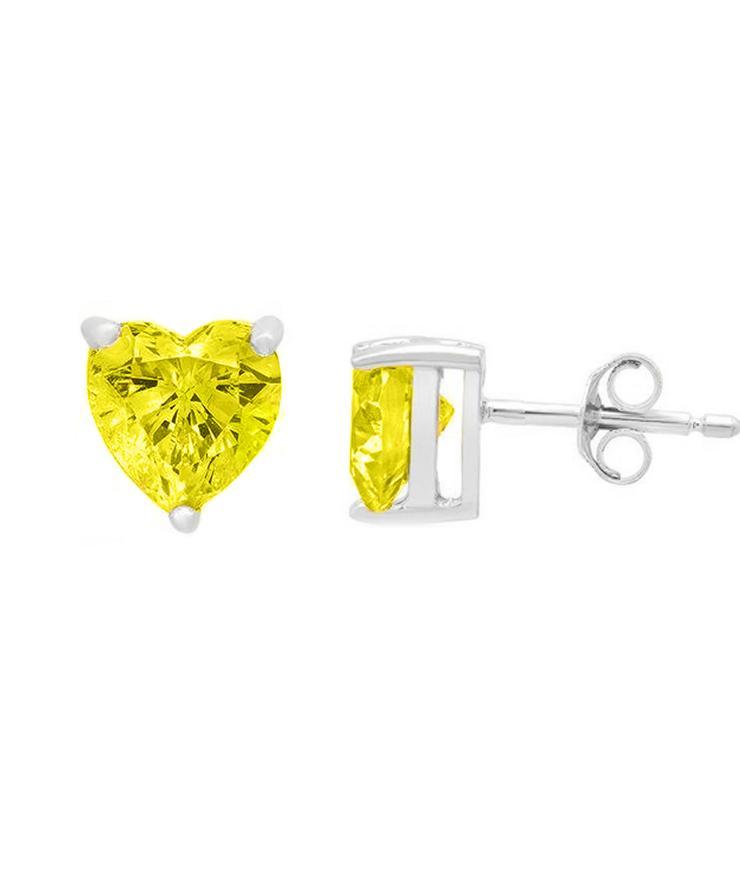 Picture of Alily Jewelry HAI-E177-YELLOW 6 mm Heart Stud Earring with Austrian Crystals in 18K White Gold Plated&#44; Yellow