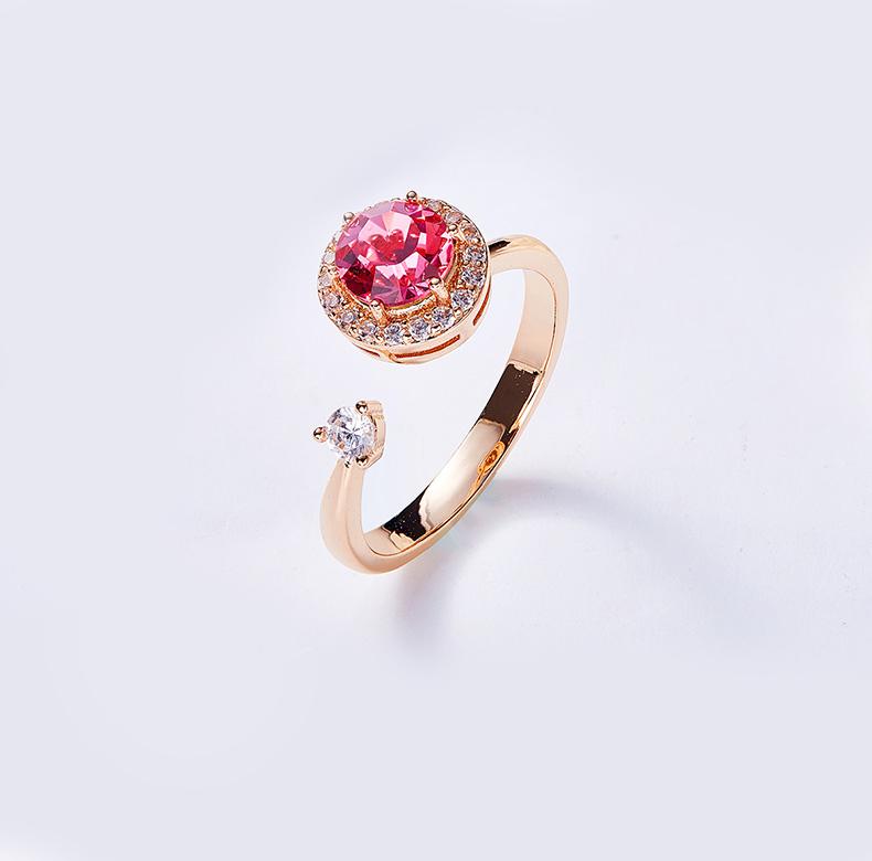 Picture of Alily Jewelry HAI-R041 Austrian Crystal Pink Topaz Pave Adjustable Ring