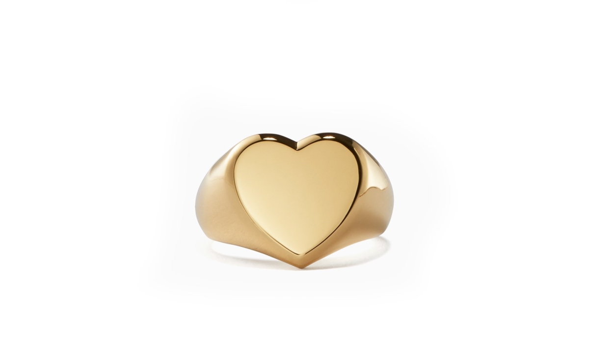 Picture of Alily Jewelry HAI-R058-GOLD-4 18K Gold Plated Heart Signet Ring&#44; Gold - Size 4
