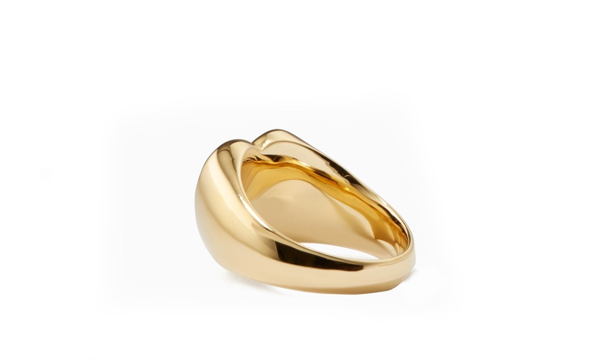 Picture of Alily Jewelry HAI-R058-GOLD-5 18K Gold Plated Heart Signet Ring&#44; Gold - Size 5