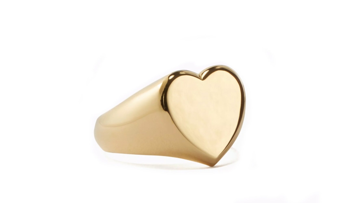 Picture of Alily Jewelry HAI-R058-GOLD-8 18K Gold Plated Heart Signet Ring&#44; Gold - Size 8