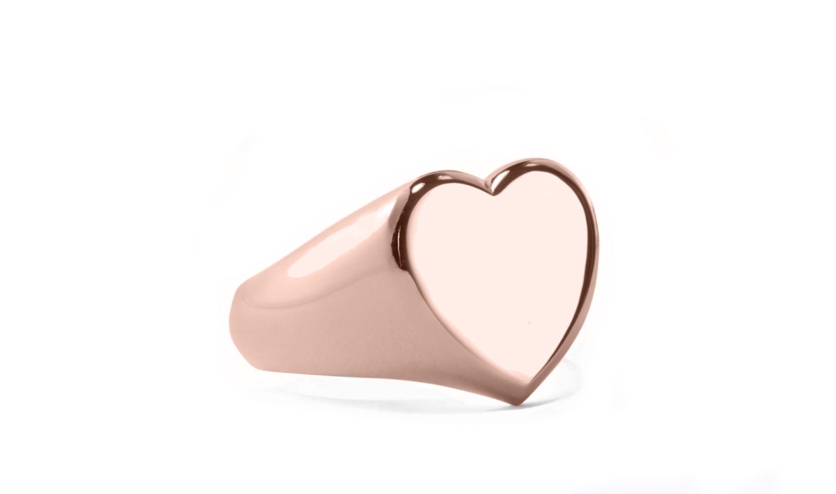 Picture of Alily Jewelry HAI-R058-ROSE-4 18K Rose Gold Plated Heart Signet Ring&#44; Rose - Size 4