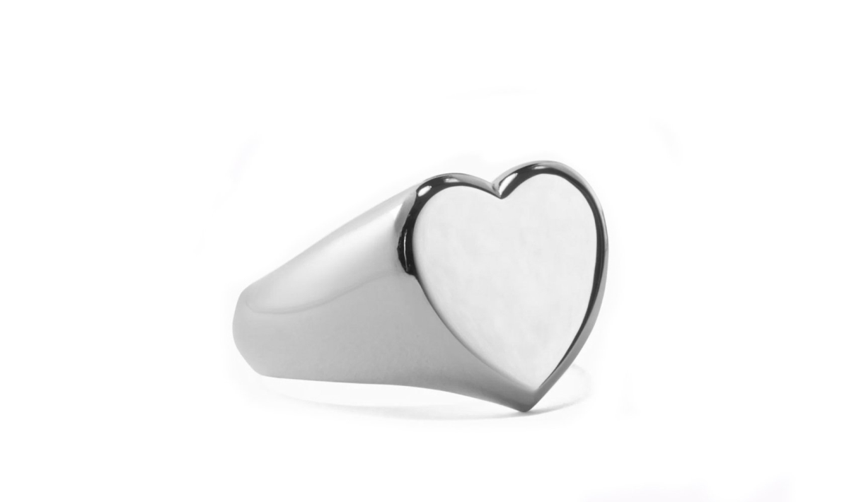 Picture of Alily Jewelry HAI-R058-SILVER-11 18K White Gold Plated Heart Signet Ring&#44; Silver - Size 11