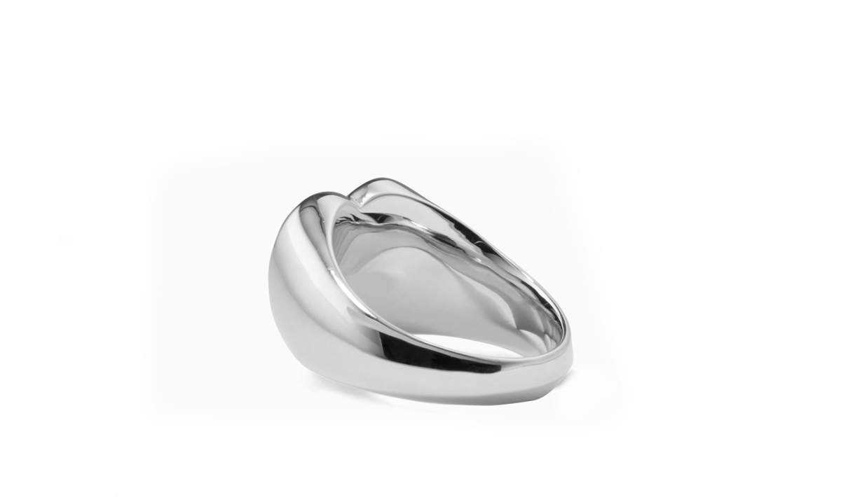 Picture of Alily Jewelry HAI-R058-SILVER-5 18K White Gold Plated Heart Signet Ring&#44; Silver - Size 5