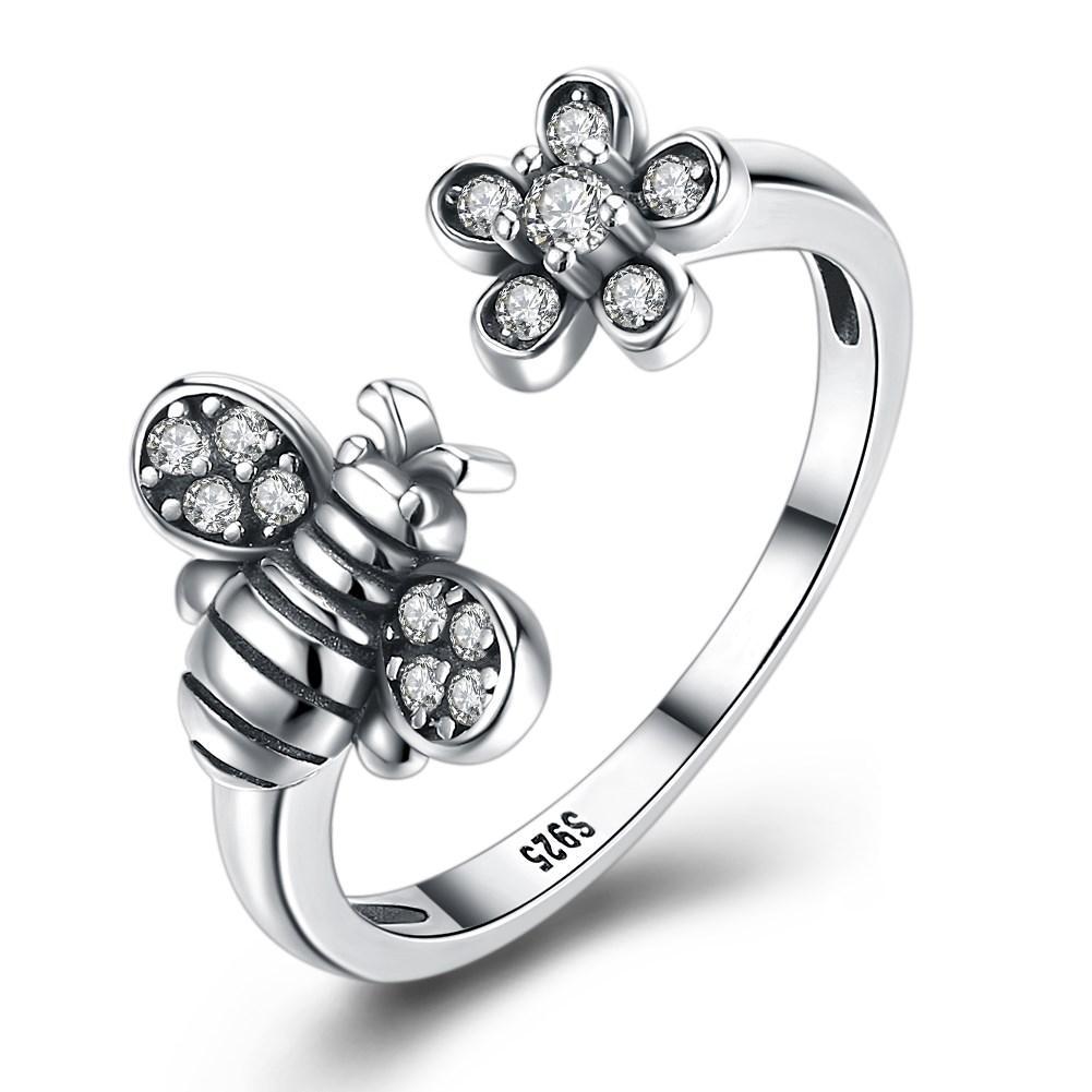 Picture of Alily Jewelry SVR214-GBOX Mothers Bee & Hive Sterling Silver Ring