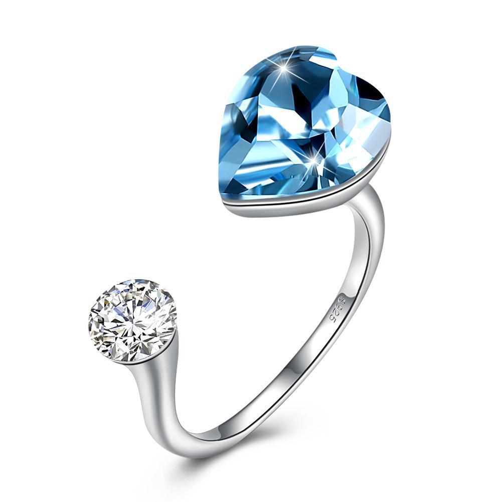 Picture of Alily Jewelry SVR285-B-GBOX Blue Topaz Sterling Silver Adjustable Ring