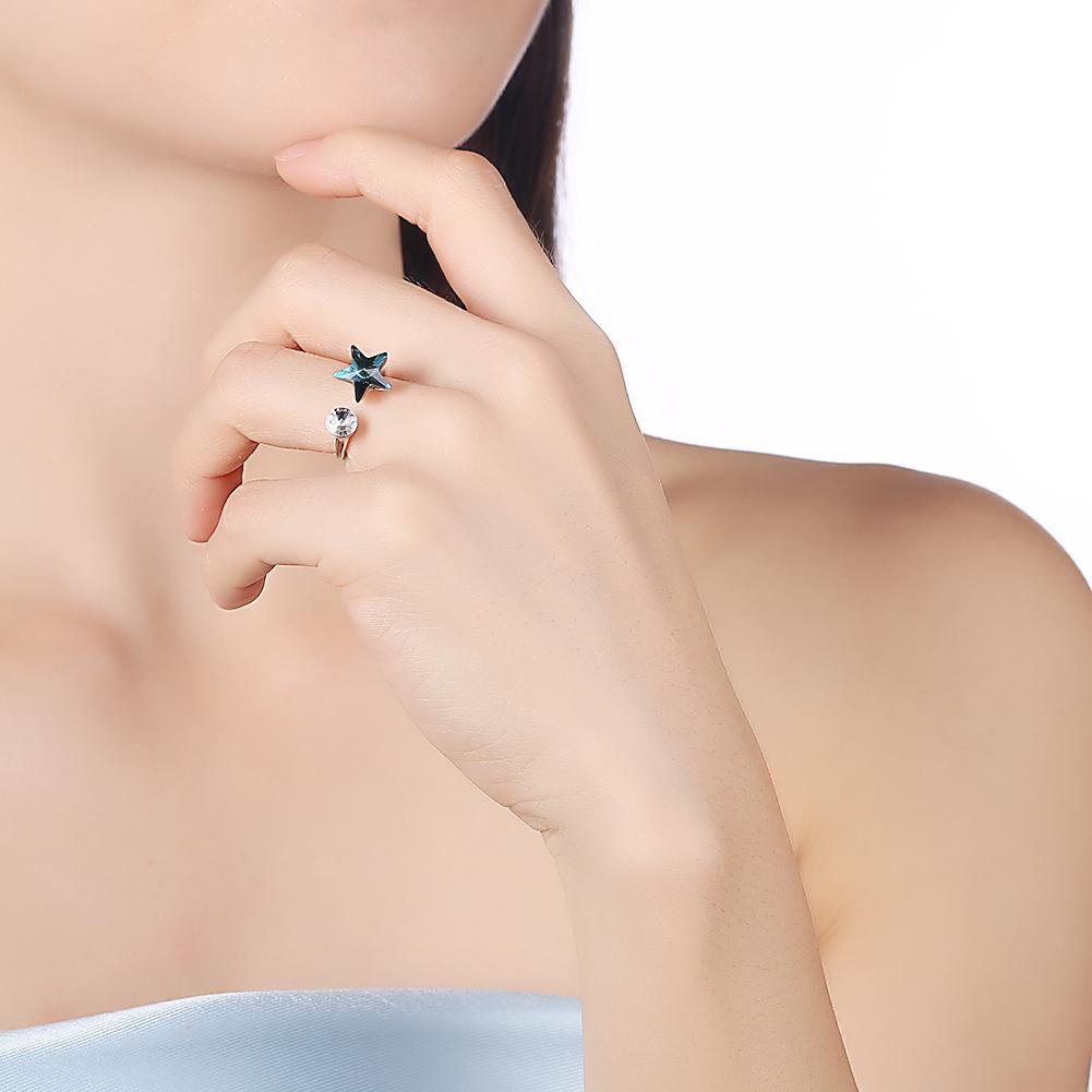 Picture of Alily Jewelry SVR286-A-GBOX Blue Topaz Star Sterling Silver Adjustable Ring