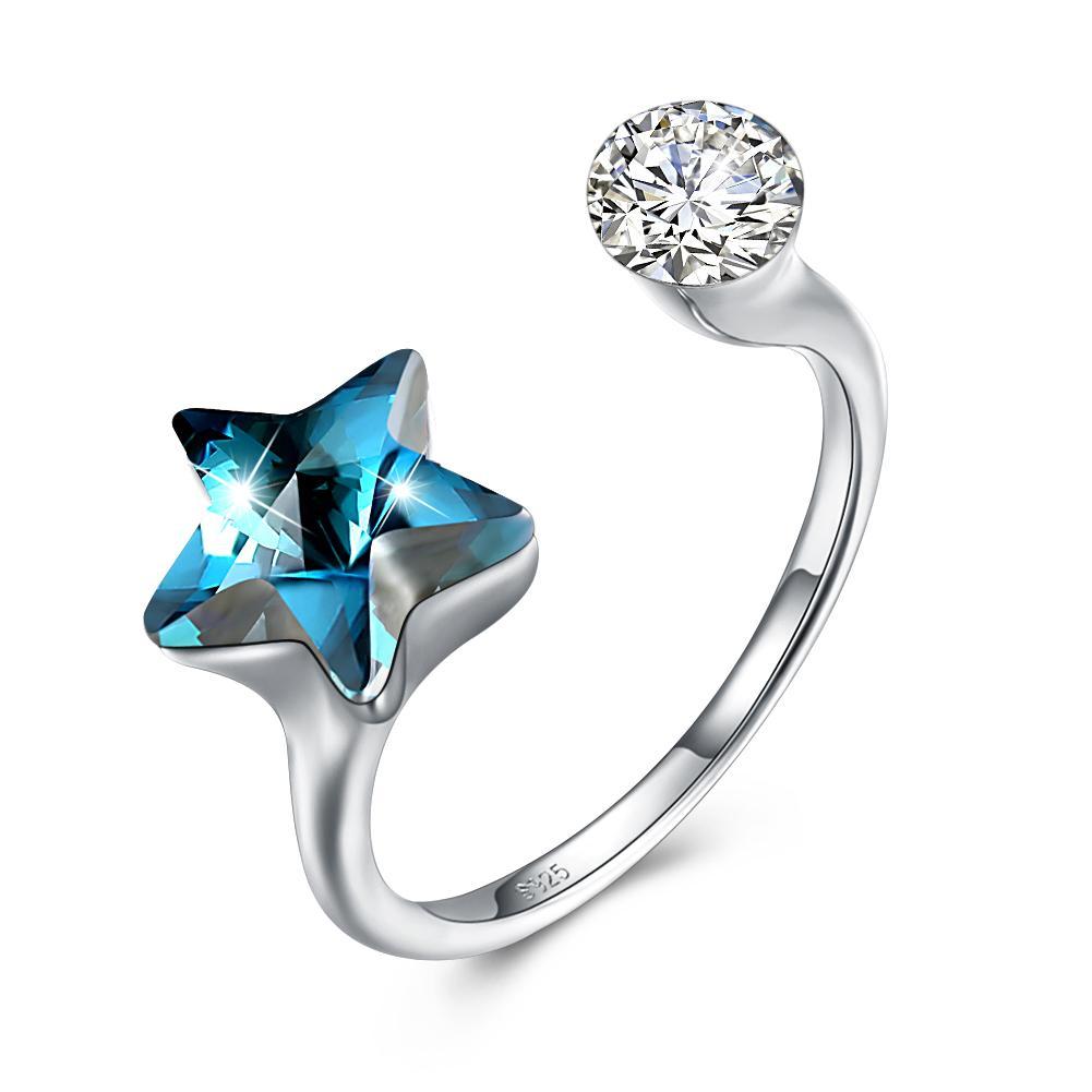 Picture of Alily Jewelry SVR286-B-GBOX Star Sterling Silver Adjustable Ring