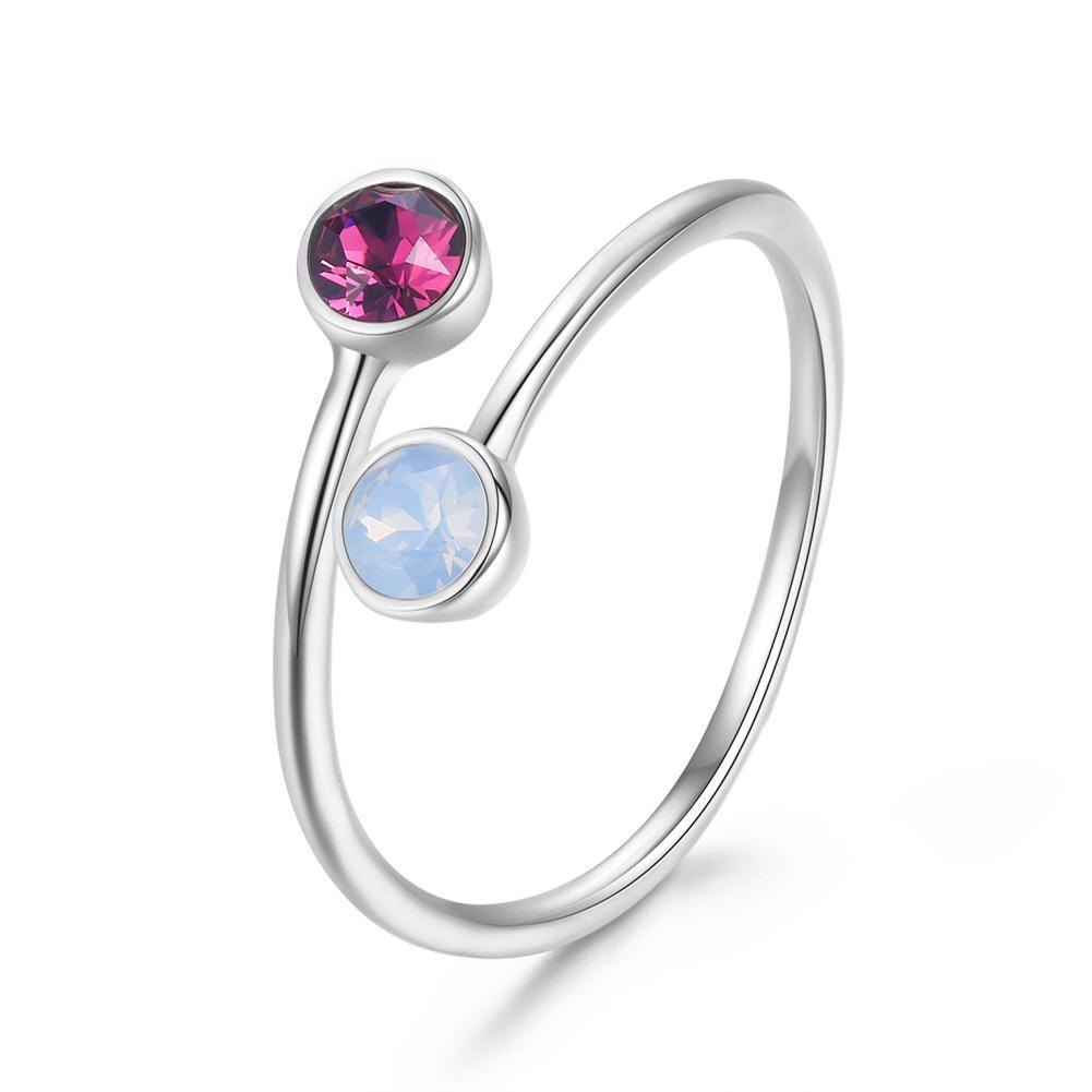 Picture of Alily Jewelry SVR289-GBOX Adjustable Opal & Pink Topaz Sterling Silver Adjustable Ring