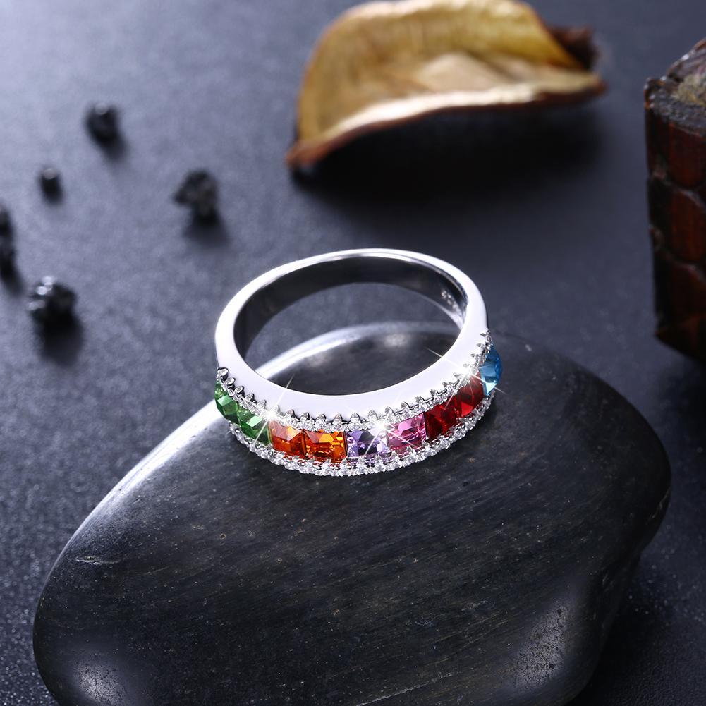 Picture of Alily Jewelry SVR291-B-7-GBOX Rainbow Sterling Silver Ring