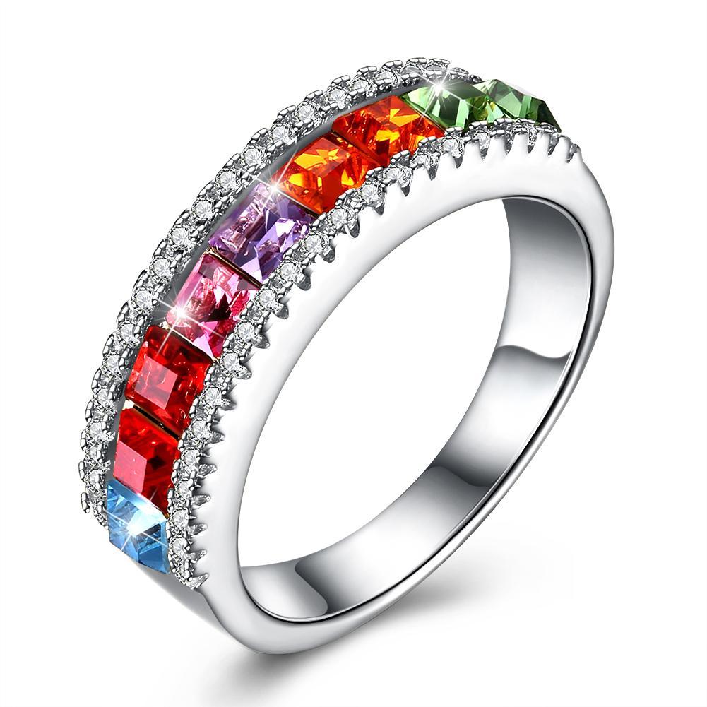 Picture of Alily Jewelry SVR291-B-8-GBOX Rainbow Sterling Silver Ring