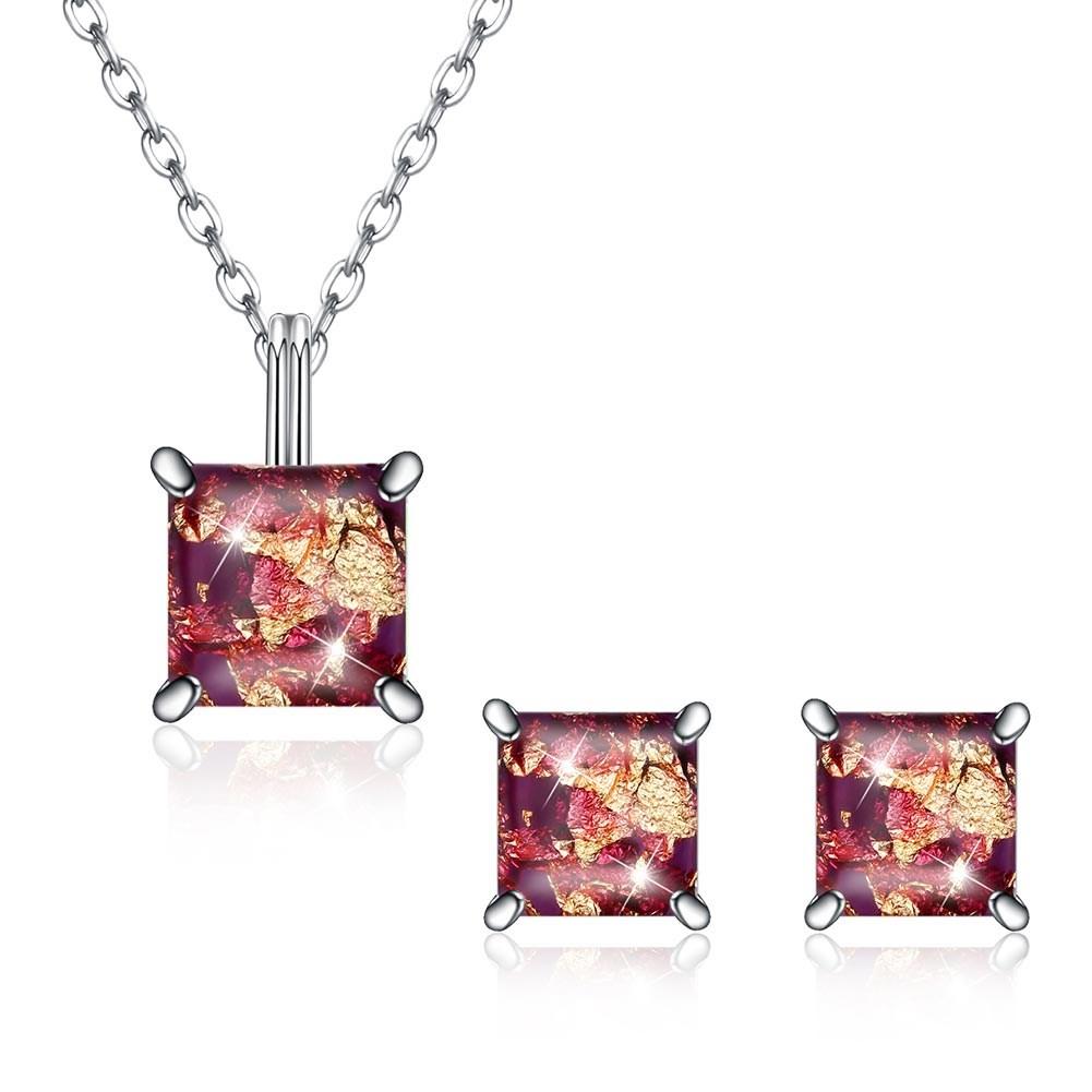 Picture of Alily Jewelry SVS019-D-GBOX 1.50 CT Opal Created Sterling Silver Necklace & Earring Set
