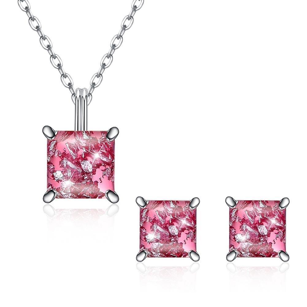 Picture of Alily Jewelry SVS019-E-GBOX 1.50 CT Opal Created Sterling Silver Necklace & Earring Set