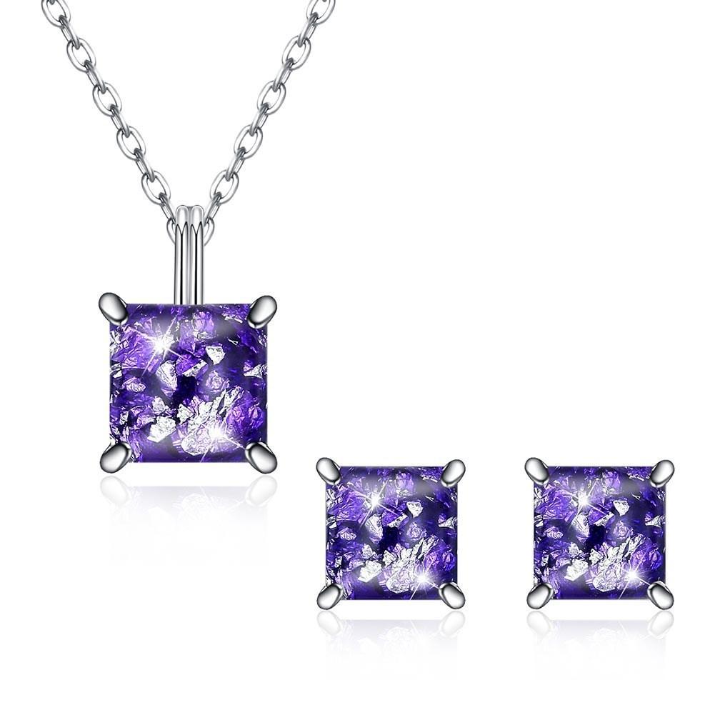Picture of Alily Jewelry SVS019-F-GBOX 1.50 CT Opal Created Sterling Silver Necklace & Earring Set