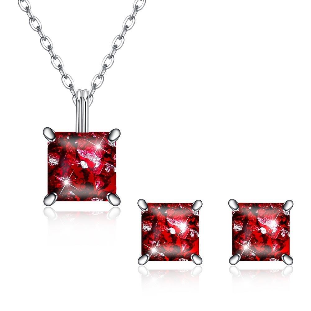 Picture of Alily Jewelry SVS019-G-GBOX 1.50 CT Opal Created Sterling Silver Necklace & Earring Set