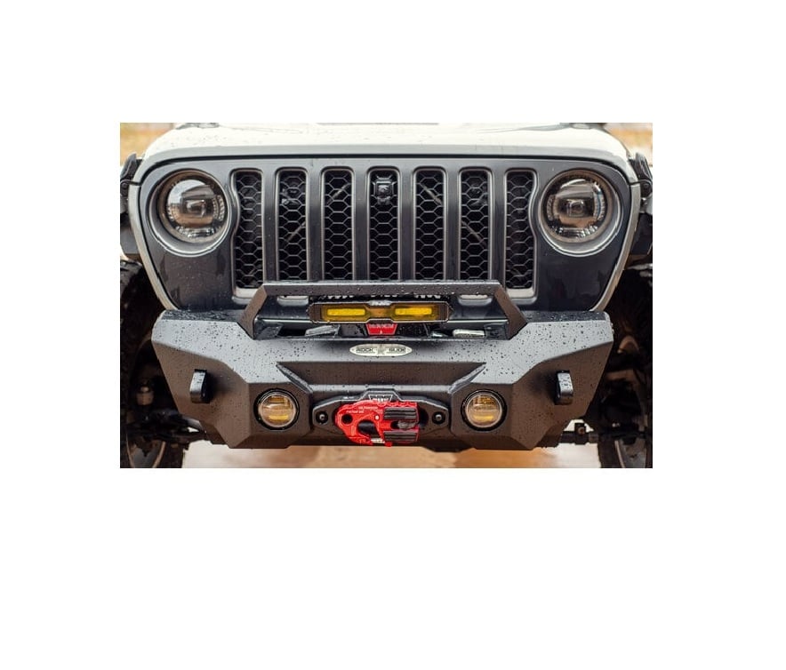 Picture of Rock Slide FB-F-300-JL Aluminum Mid Front Bumper with Winch Plate for 2020-2025 Jeep Gladiator JT