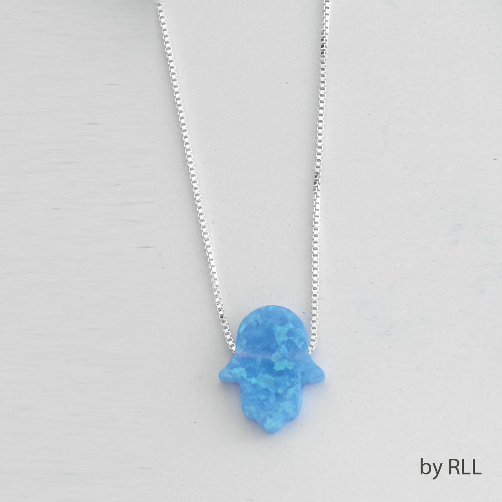 Picture of Rite Lite JPE-5021-B 16 in. Opal Hamsa on Sterling Chain, Light Blue