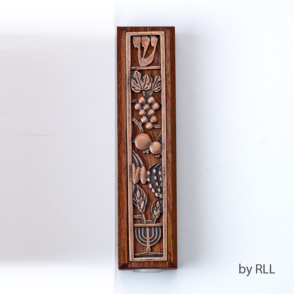 Picture of Rite Lite MZEB-78-MG Mezuzah, Mahogany Wood with Metal Design, 5 ft.